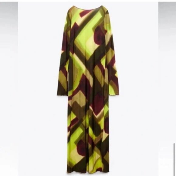 NWOT Zara multicolour abstract geometric print open back midi dress, M - Picture 7 of 14